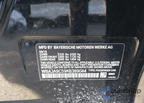 2019 BMW 530E Iperformance from USA, damaged, VIN WBAJA9C59KB389044
